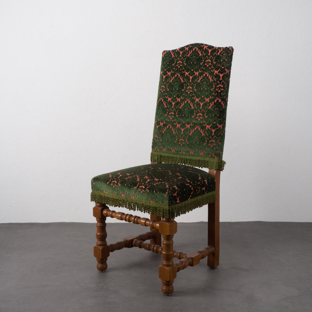 Chair in jacquard in pink and green