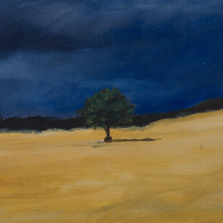 Beautiful painting of a lonely tree in a dune landscape