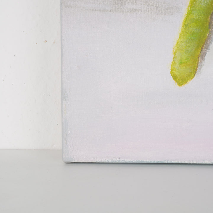 Painting of pears in yellow, green and gray – 40x50x2 cm