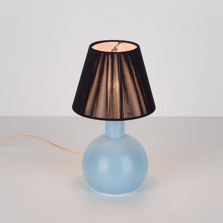 Table lamp in blue ceramic with black shade