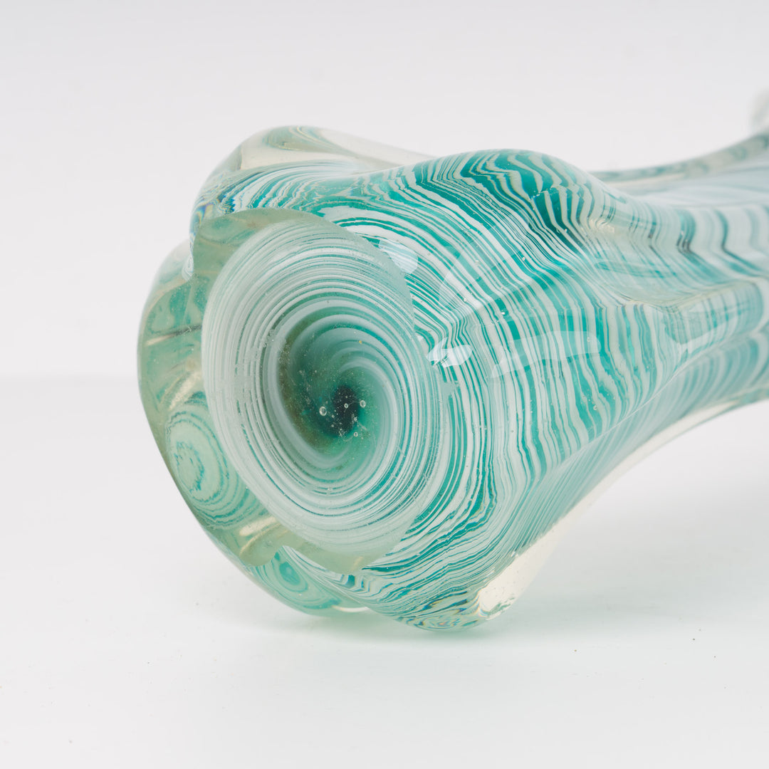 Retro glass vase – Elegance in white and apple blue sea green