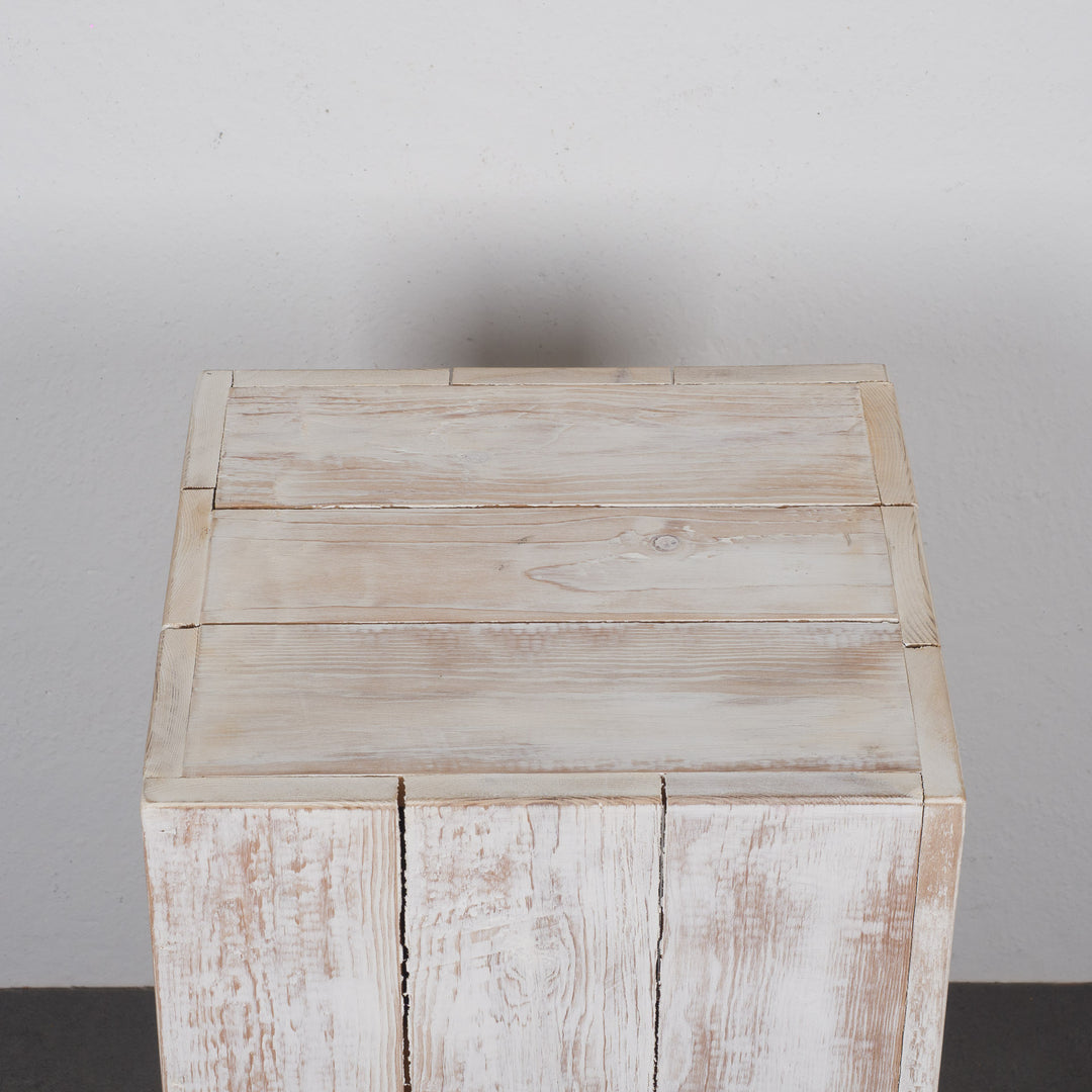 Whitewashed wooden base made of planks