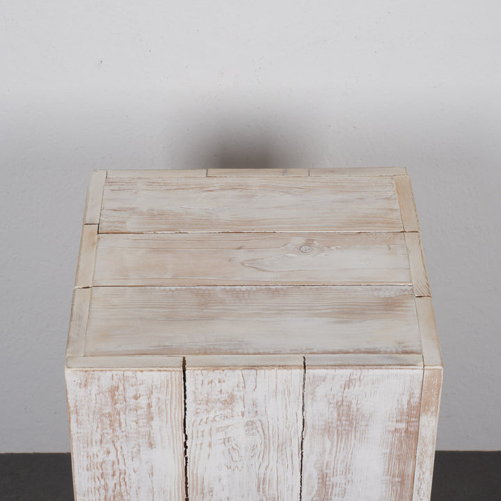 Whitewashed wooden base made of planks