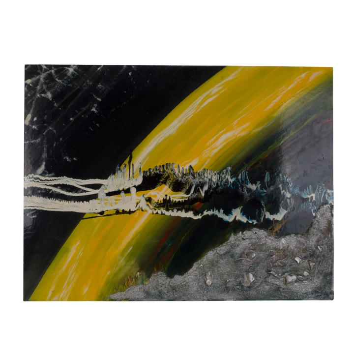 Vintage schilderij met structuur in geel