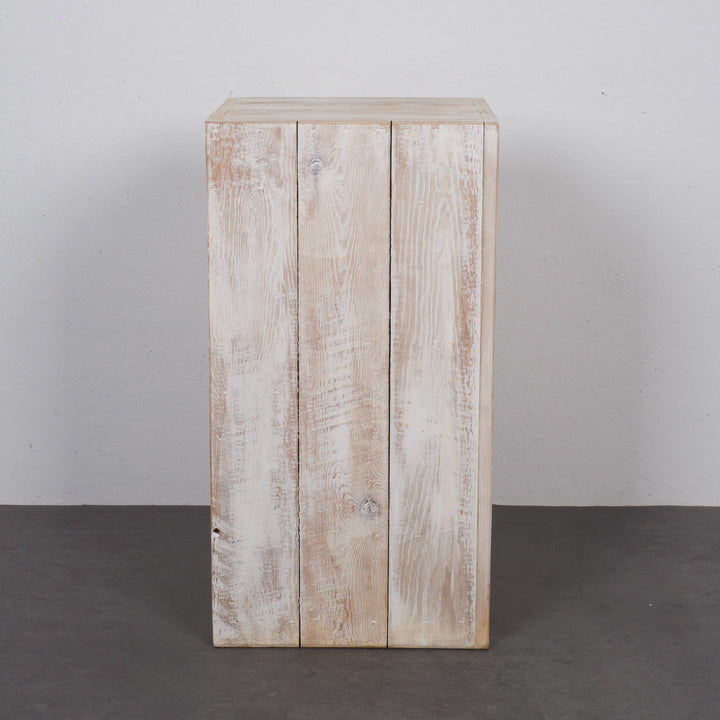 Whitewashed wooden base made of planks