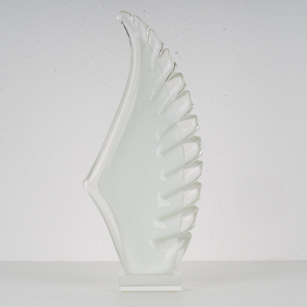 Decorative glass artwork in wing shape