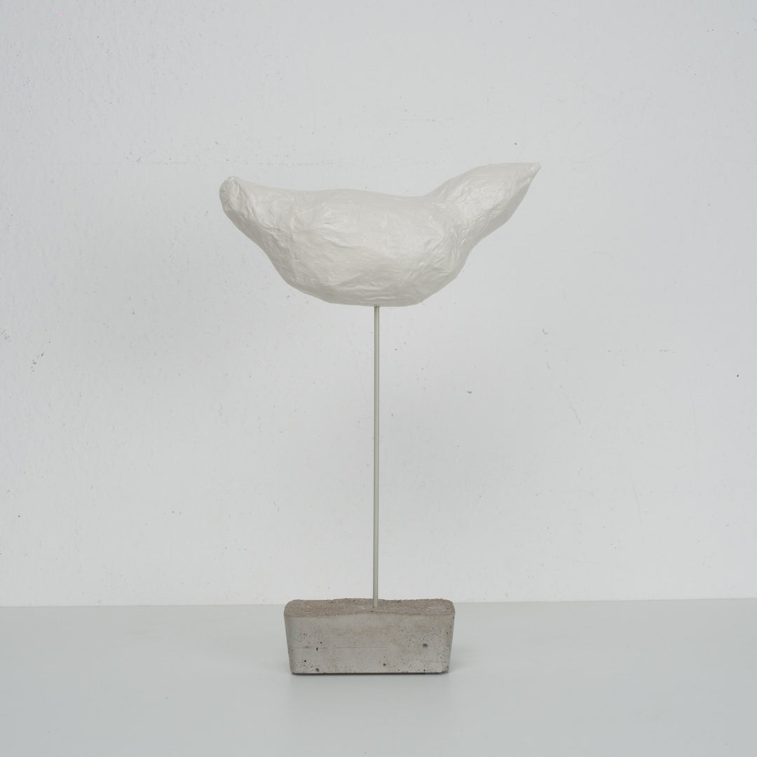 Beautiful bird in papier mache on concrete base (2)