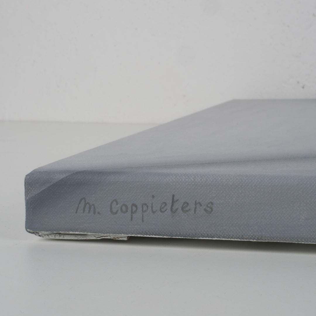 Schilderij 'De stilte van een eerste stap – balans tussen ruimte en beweging' / 70,5x50,5cm / door Monique Coppieters