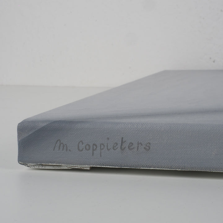 Schilderij 'De stilte van een eerste stap – balans tussen ruimte en beweging' / 70,5x50,5cm / door Monique Coppieters