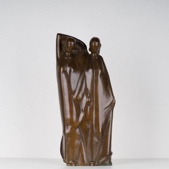 Art deco bronzen beeld van 2 vrouwen - De Tuin Der Kunsten