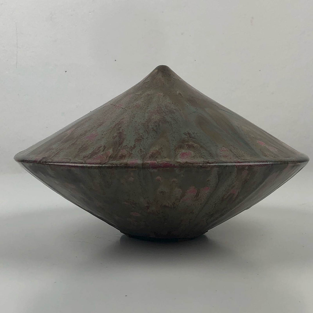 Special conical ceramic vase with flambé glaze