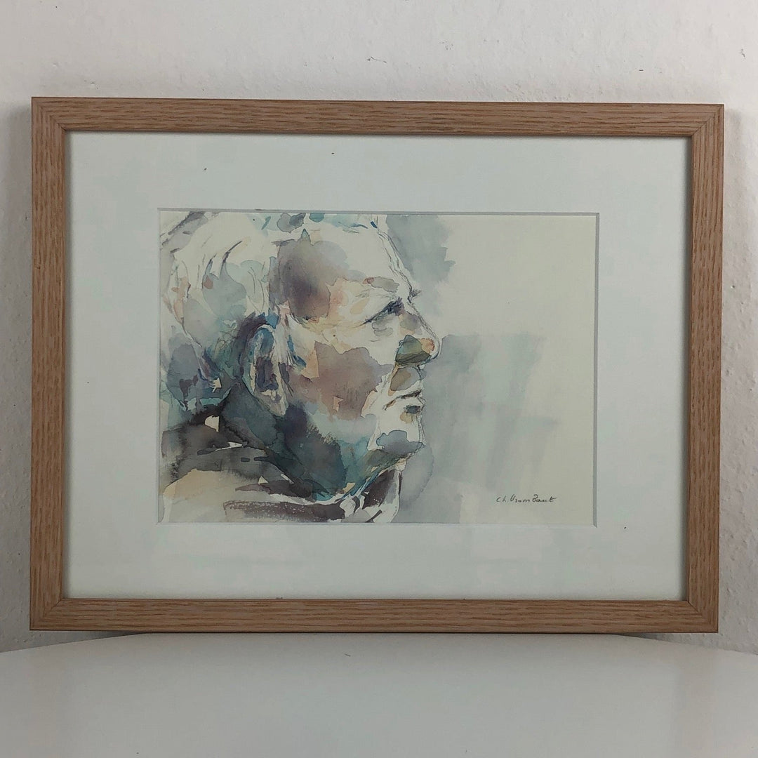 Klassieke aquarel van een man - De Tuin Der Kunsten