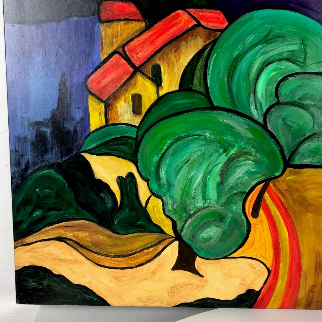 Kleurrijk schilderij landschap Corrèze Frankrijk - De Tuin Der Kunsten