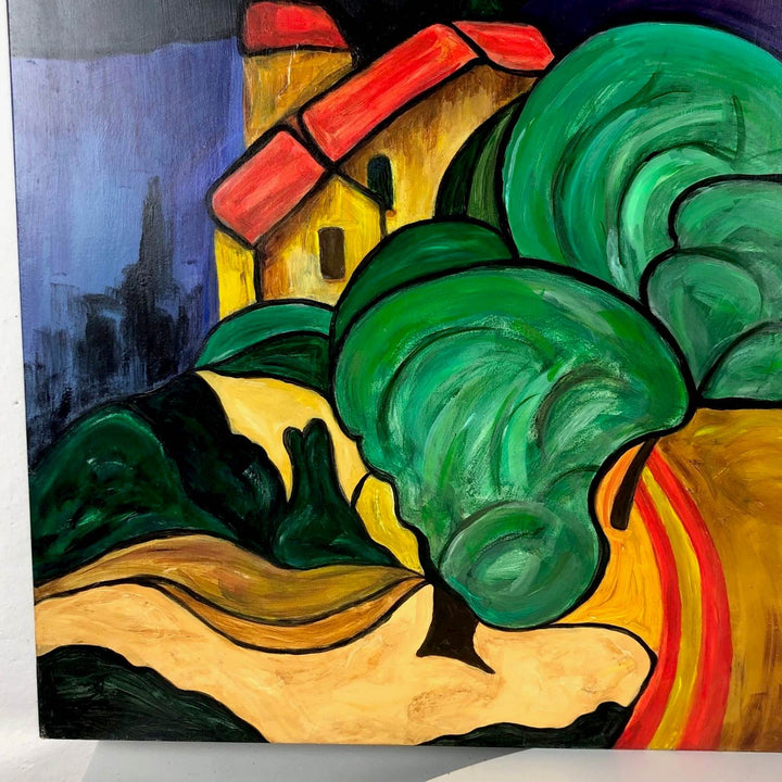 Kleurrijk schilderij landschap Corrèze Frankrijk - De Tuin Der Kunsten