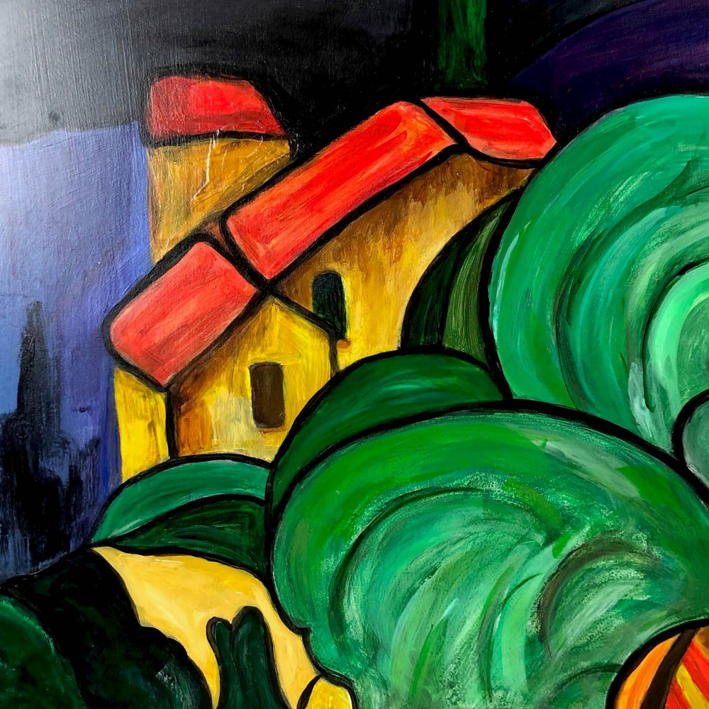 Kleurrijk schilderij landschap Corrèze Frankrijk - De Tuin Der Kunsten