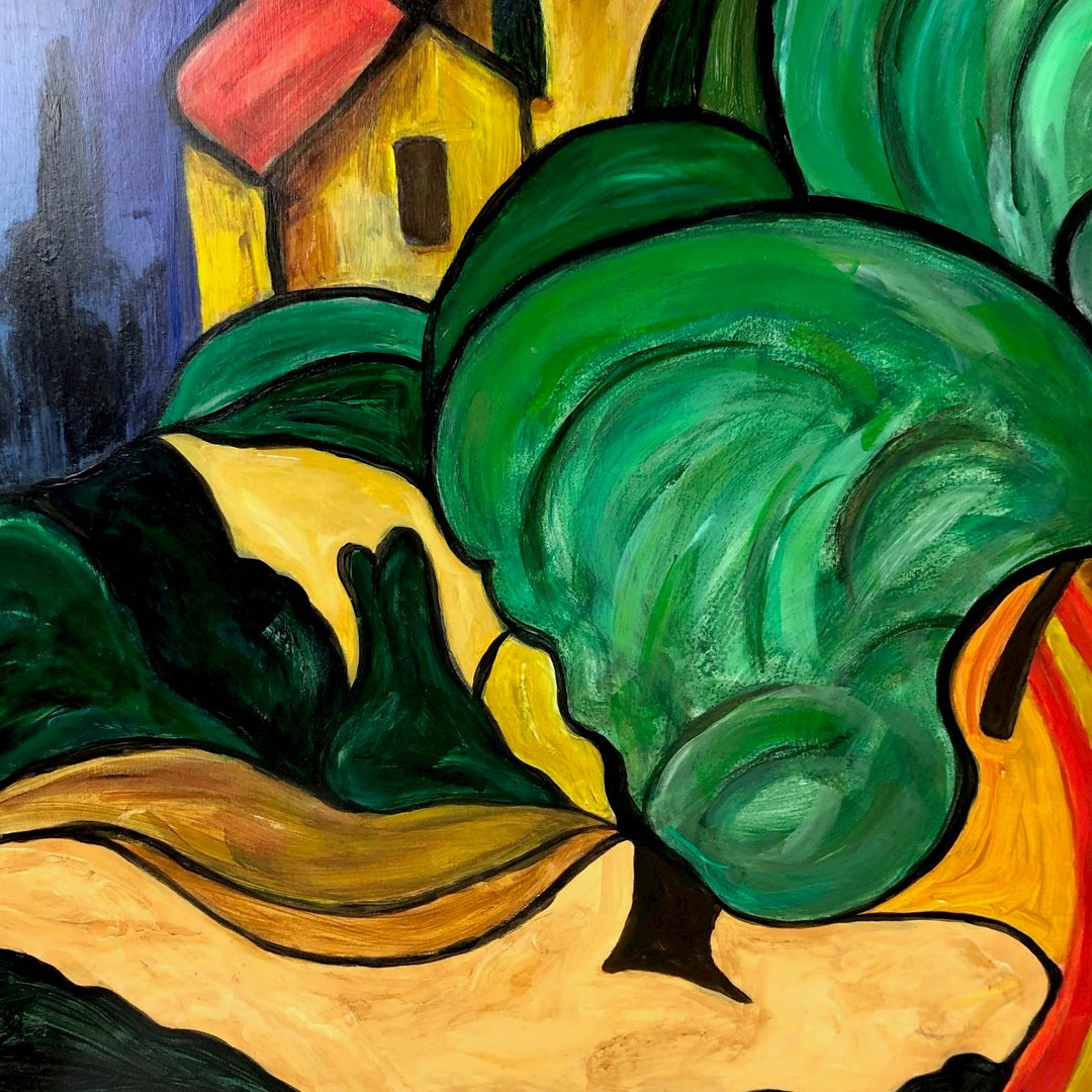 Kleurrijk schilderij landschap Corrèze Frankrijk - De Tuin Der Kunsten
