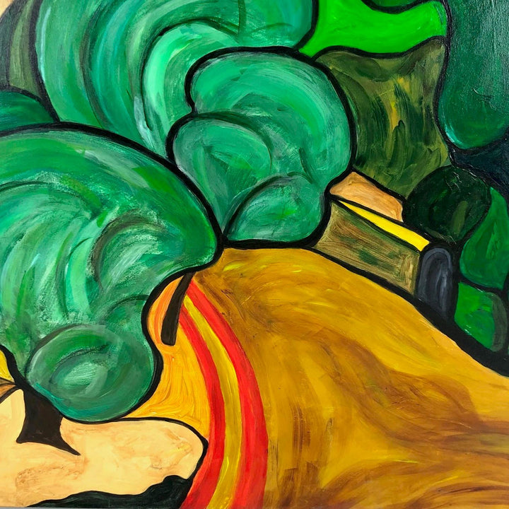 Kleurrijk schilderij landschap Corrèze Frankrijk - De Tuin Der Kunsten