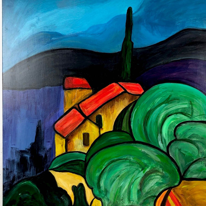 Kleurrijk schilderij landschap Corrèze Frankrijk - De Tuin Der Kunsten