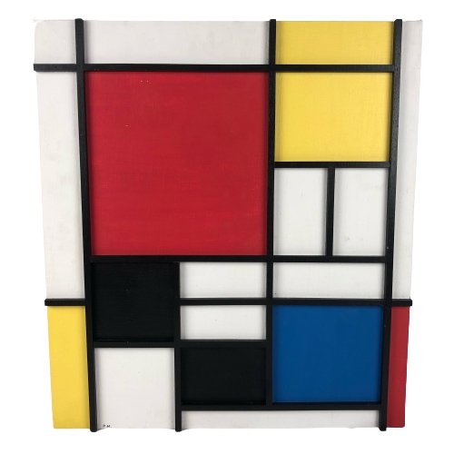 Mixed media schilderij naar Piet Mondriaan - De Tuin Der Kunsten