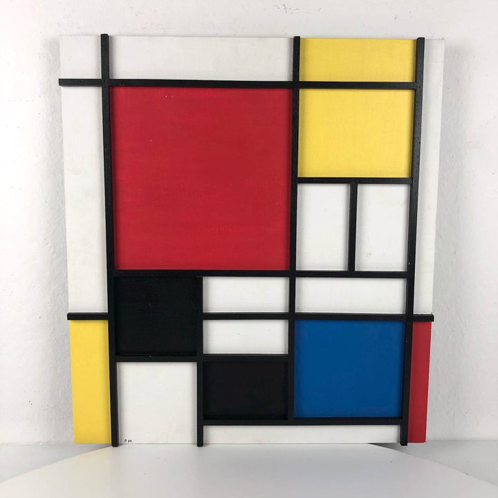 Mixed media schilderij naar Piet Mondriaan - De Tuin Der Kunsten