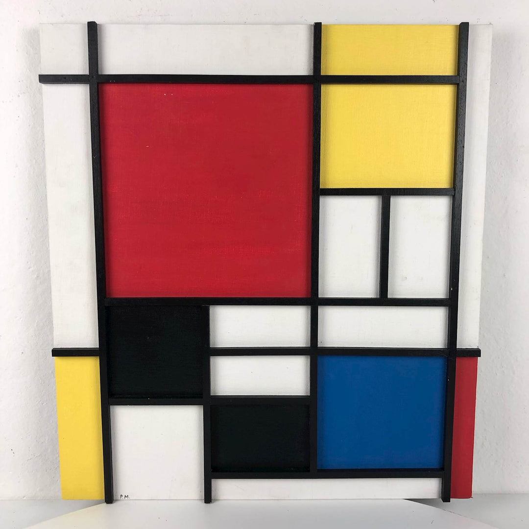 Mixed media schilderij naar Piet Mondriaan - De Tuin Der Kunsten