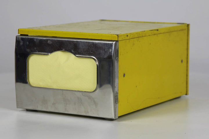 Vintage gele metalen servettenhouder - De Tuin Der Kunsten
