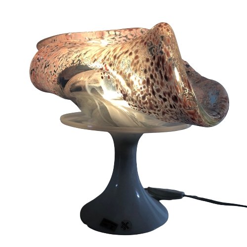 Vintage glazen sfeerlamp in de vorm van een schelp - De Tuin Der Kunsten