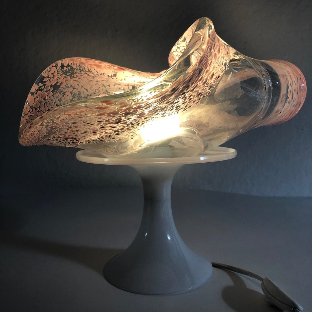Vintage glazen sfeerlamp in de vorm van een schelp - De Tuin Der Kunsten