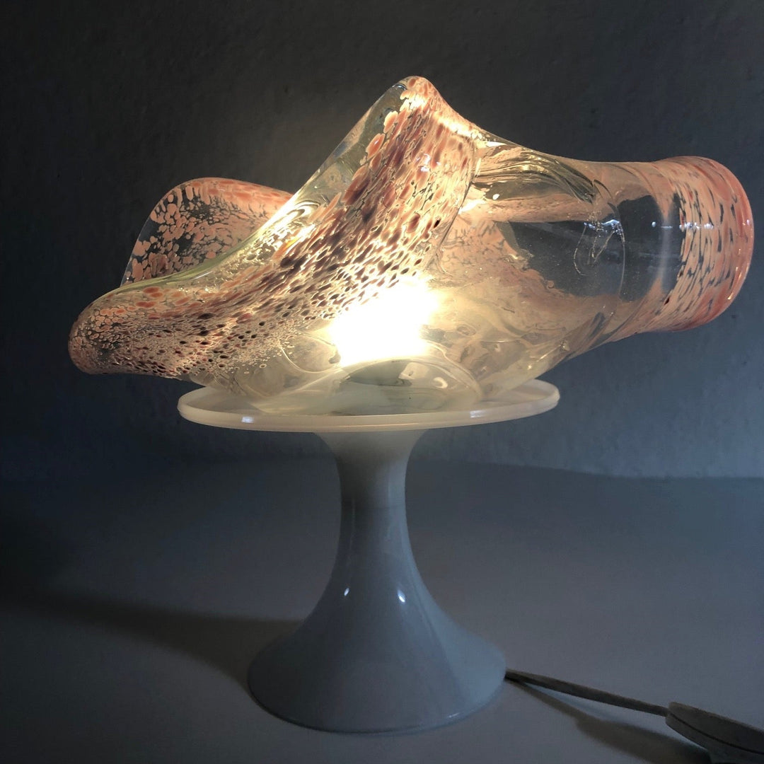 Vintage glazen sfeerlamp in de vorm van een schelp - De Tuin Der Kunsten