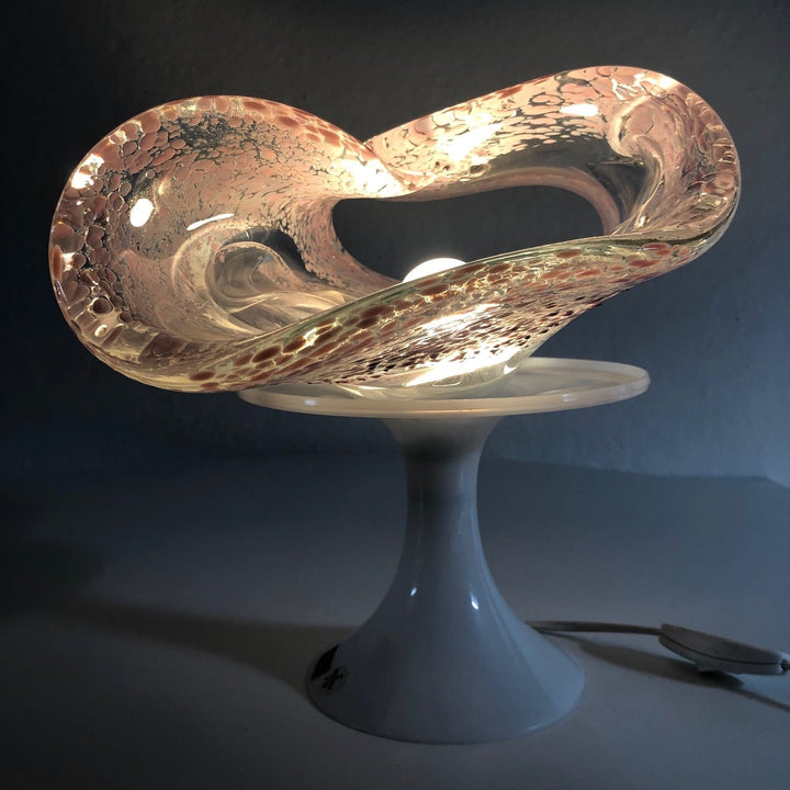 Vintage glazen sfeerlamp in de vorm van een schelp - De Tuin Der Kunsten