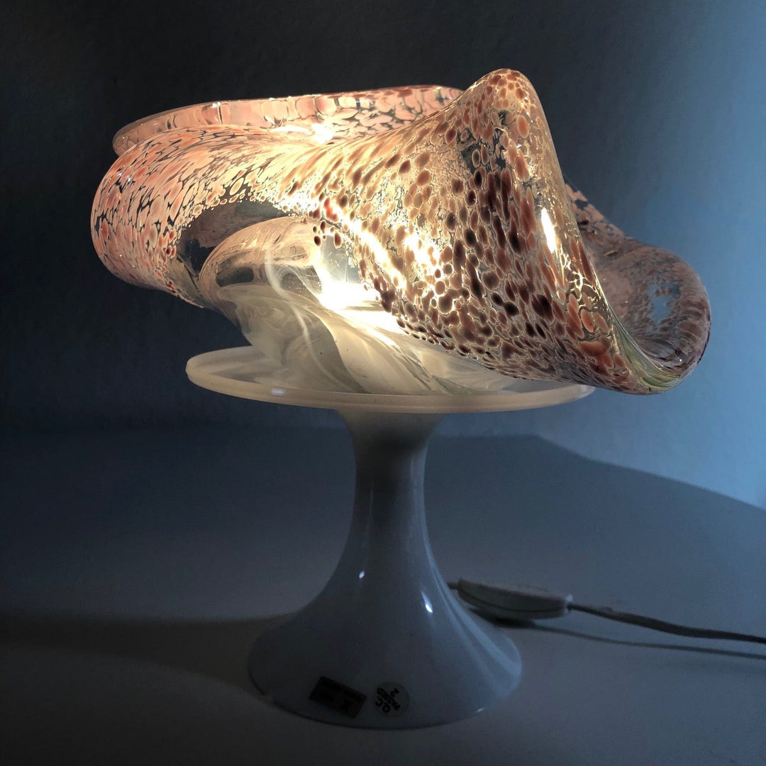 Vintage glazen sfeerlamp in de vorm van een schelp - De Tuin Der Kunsten