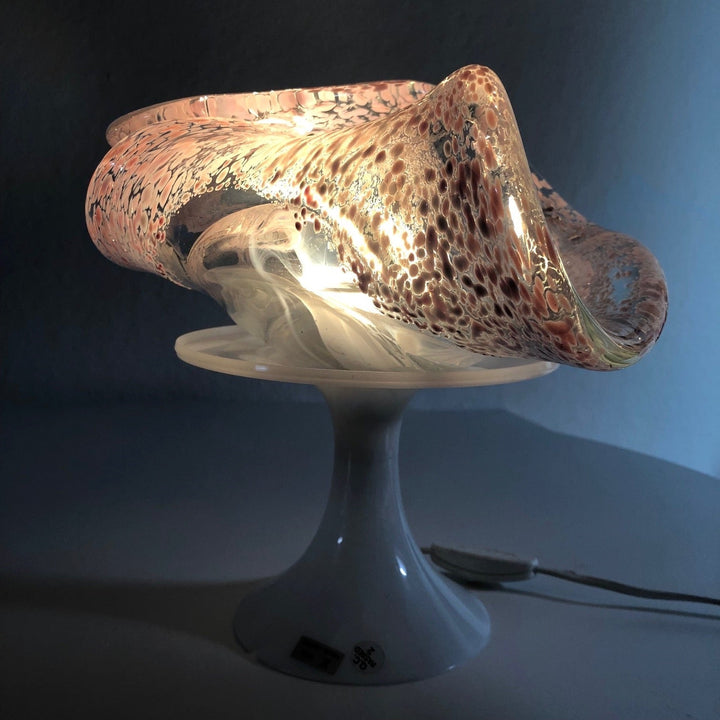 Vintage glazen sfeerlamp in de vorm van een schelp - De Tuin Der Kunsten